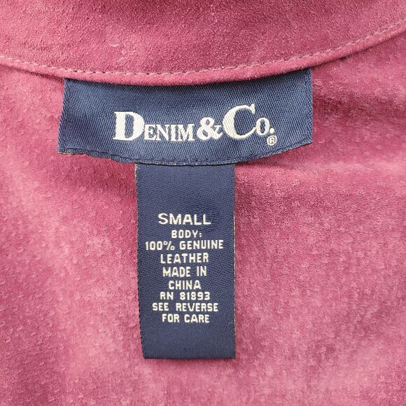 Denim & Co Womens Size Small Pink/Purple Suede 100% Leather Button Snap Jacket - Picture 5 of 6
